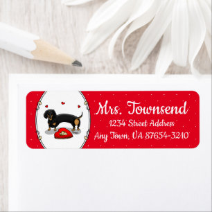 Valentine's Day Dachshund (black & tan) - Cute dog Label