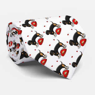 Valentine's Day Dachshund (black & tan) - Cute dog Neck Tie
