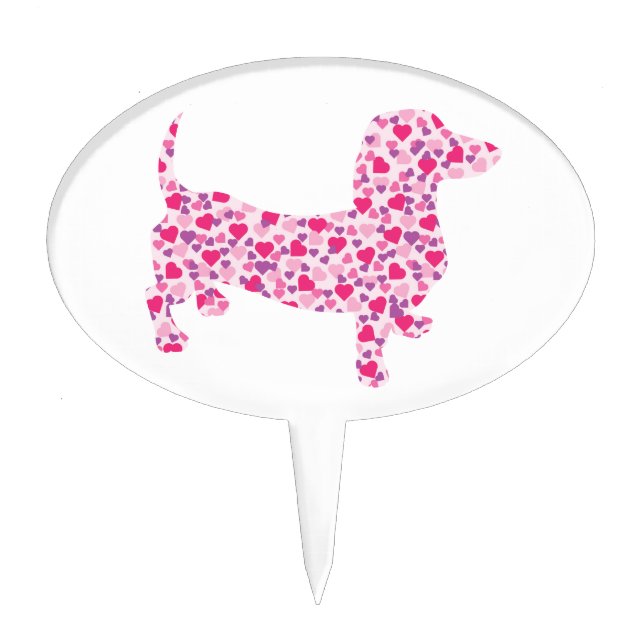 Valentine's Day Dachshund Cake Topper (Front)