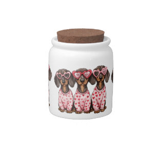 Valentines Day Dachshund Dogs Candy Jar