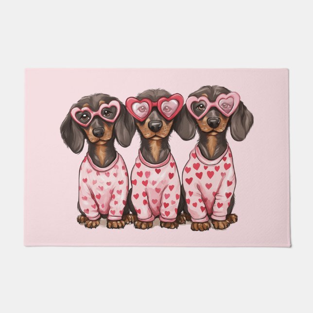 Valentines Day Dachshund Dogs Doormat (Front)