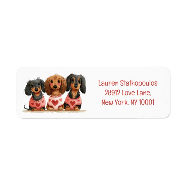 Valentines Day Dachshund Dogs Label (Front)
