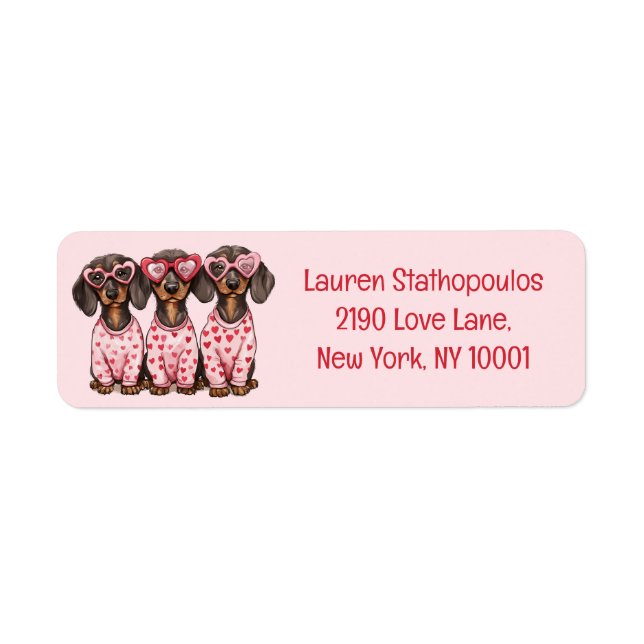 Valentines Day Dachshund Dogs Label (Front)