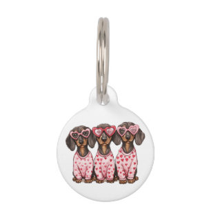 Valentines Day Dachshund Dogs Pet ID Tag