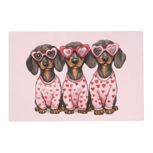 Valentines Day Dachshund Dogs Placemat