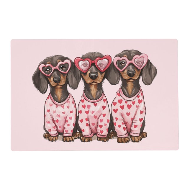 Valentines Day Dachshund Dogs Placemat (Front)