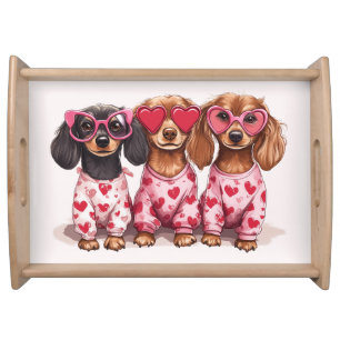 Valentines Day Dachshund Dogs Serving Tray
