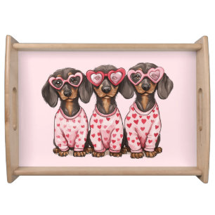 Valentines Day Dachshund Dogs Serving Tray