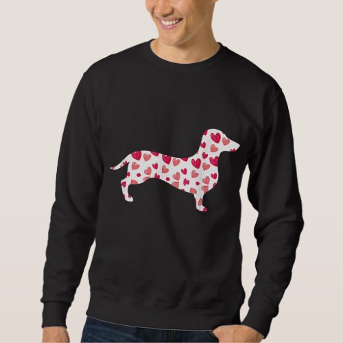 Valentines Day Dachshund Hearts Puppy Dog Lover Sweatshirt