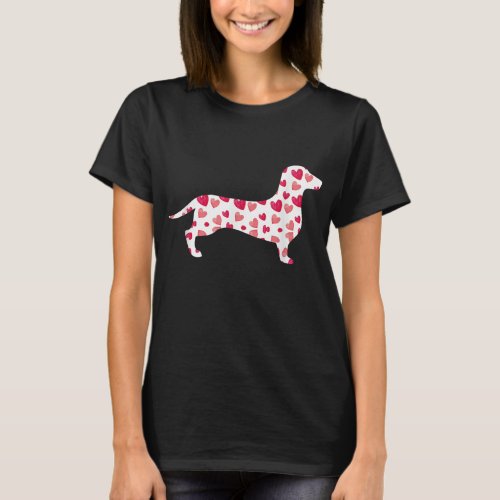 Valentines Day Dachshund Hearts Puppy Dog Lover T_Shirt