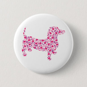 Valentine's Day Dachshund Pinback Button