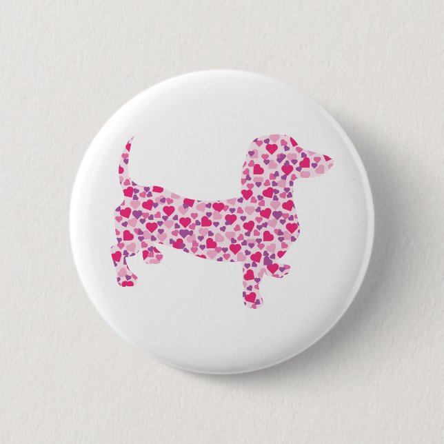 Valentine's Day Dachshund Pinback Button (Front)