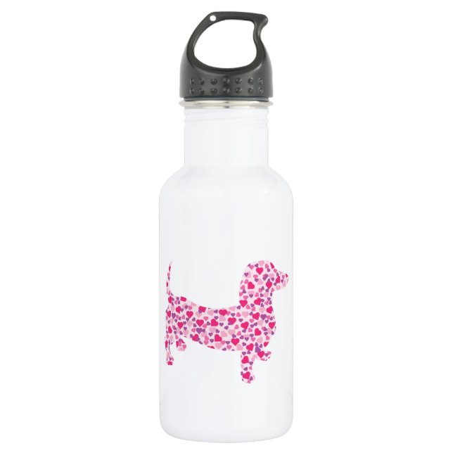 Valentine's Day Dachshund Water Bottle (Front)