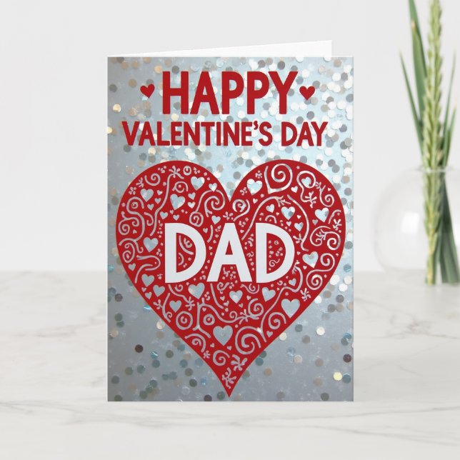 Valentines Day Dad Confetti Heart Card (Front)