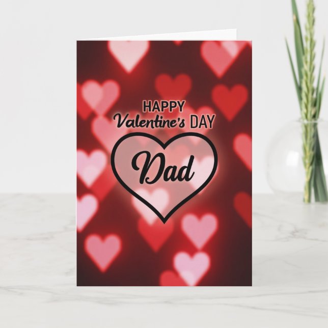Valentines Day Dad Glowing Heart Card (Front)