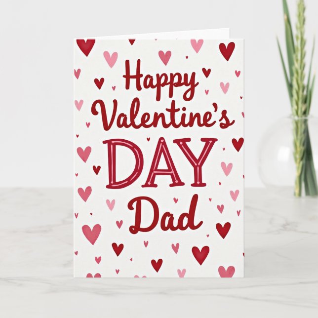 Valentines Day Dad Striped Heart Card (Front)