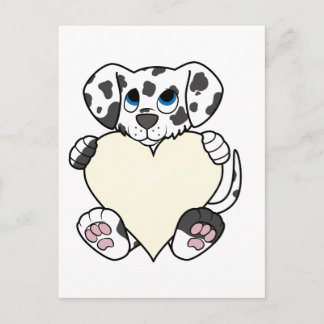 Valentine's Day Dalmatian Dog with Cream Heart Holiday Postcard