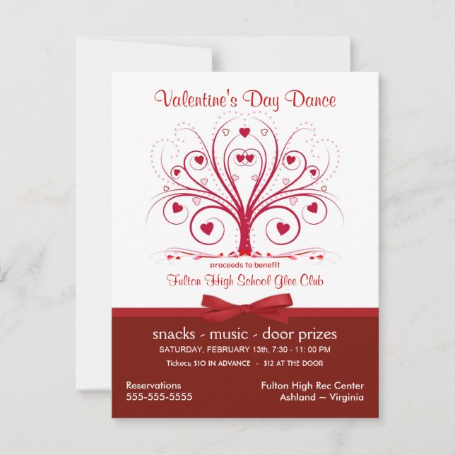 Valentine's Day Dance Party - Benefit Style Invitation (Front)