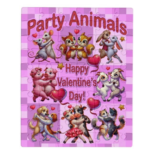 Valentine's Day Dancing Couples "Party Animals" Jigsaw Puzzle (Puzzle Vertical)