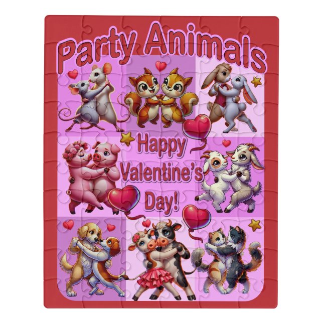 Valentine's Day Dancing Couples "Party Animals" Jigsaw Puzzle (Puzzle Vertical)
