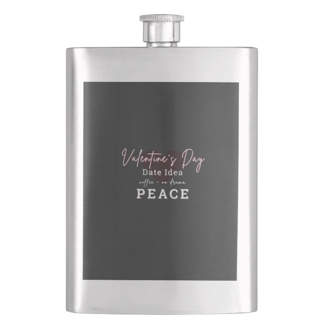 Valentines Day Date Idea, Coffe No Drama Peace Flask (Front)