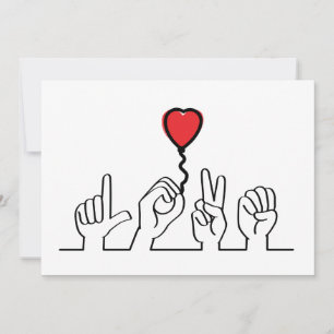 Valentine's Day. Deaf, sign-language love — love. Thank You Card