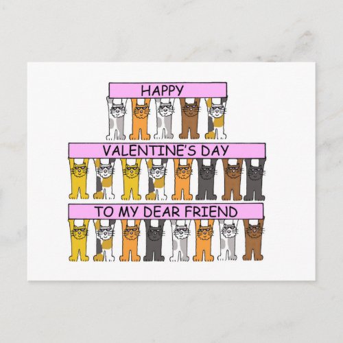 Valentines Day Dear Friend for Cat Lover Holiday Postcard