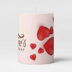 Valentines Day Decorative Banner Pillar Candle