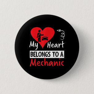 Valentines Day Design - My Heart Belongs To A Mech Button