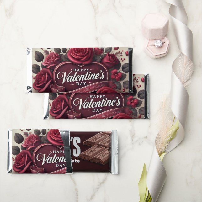 Valentine's Day Design With Roses and Heart   Hershey Bar Favors (Front)