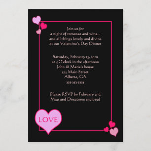 VALENTINES DAY Dinner Party 5 x 7 invitation