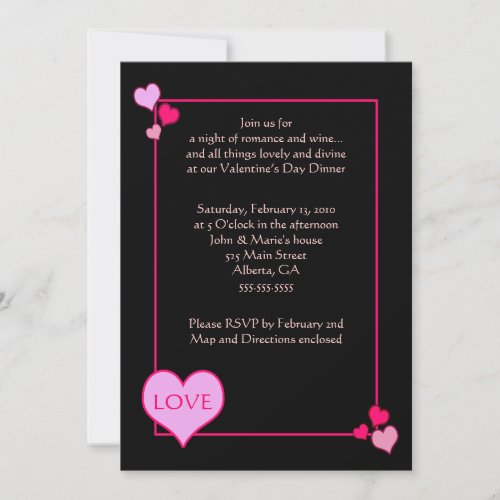 VALENTINES DAY Dinner Party 5 x 7 invitation
