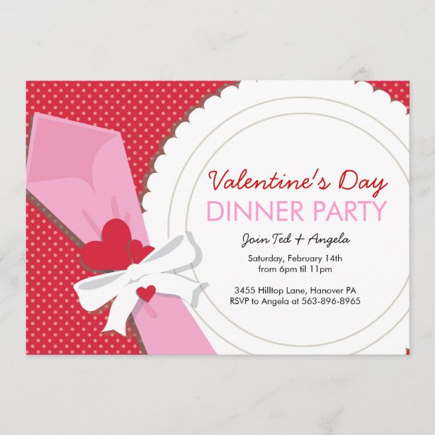 Valentine's day invitations Valentines Day Dinner Party Invitations | Zazzle