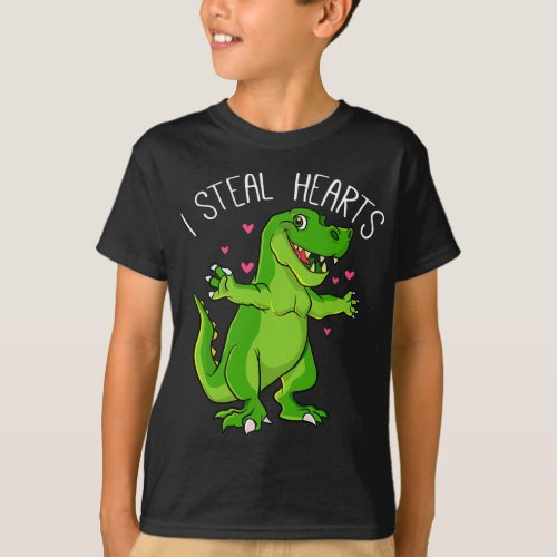 Valentines Day Dinosaur Boys Valentine Boy I Steal T_Shirt