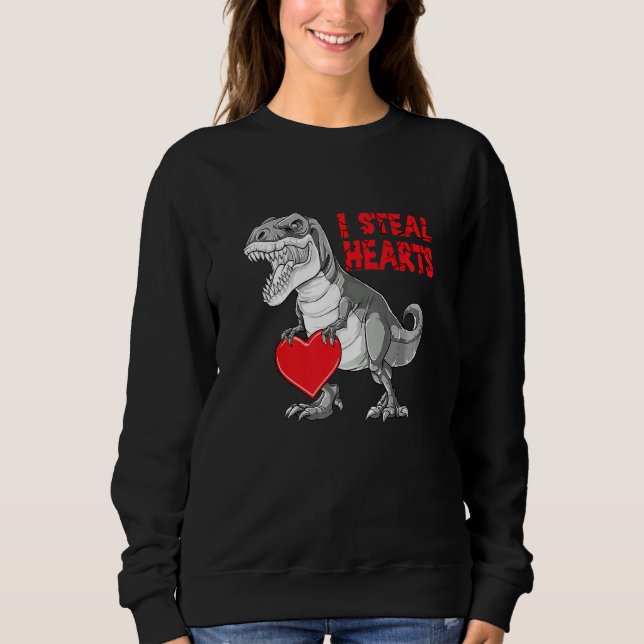 Valentines Day Dinosaur I Steal Hearts Boys Men Lo Sweatshirt (Front)