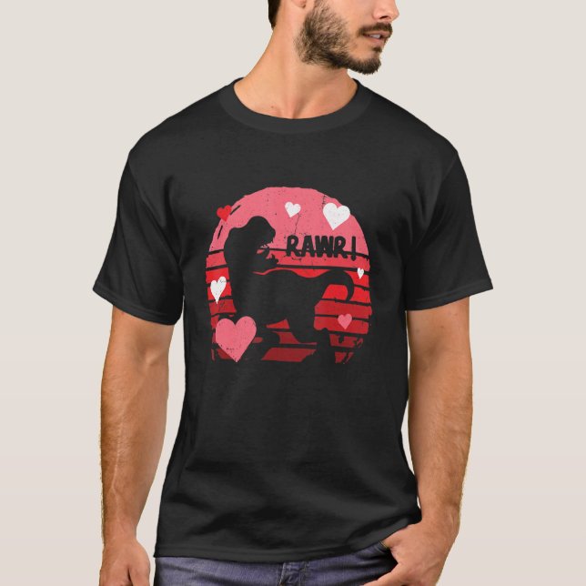 Valentines Day Dinosaur I Steal Hearts Boys Men Lo T-Shirt (Front)