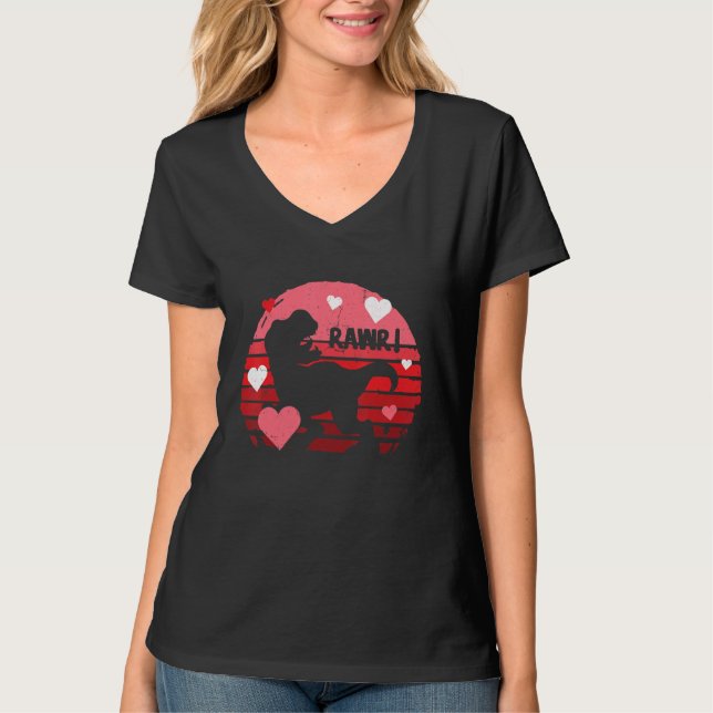 Valentines Day Dinosaur I Steal Hearts Boys Men Lo T-Shirt (Front)