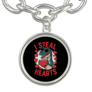 Valentines Day Dinosaur I Steal Hearts Love T rex Bracelet