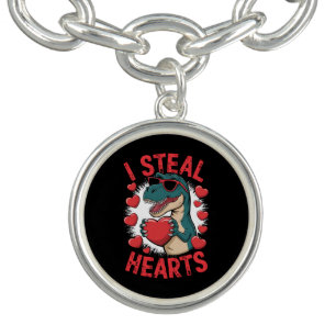 Valentines Day Dinosaur I Steal Hearts Love T rex Bracelet