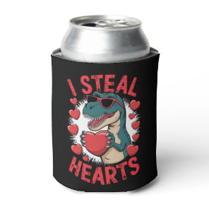 Valentines Day Dinosaur I Steal Hearts Love T rex Can Cooler