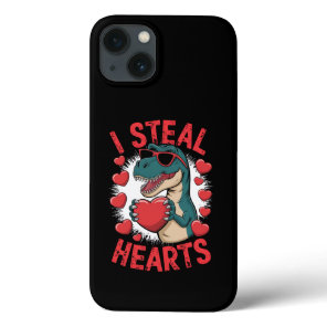 Valentines Day Dinosaur I Steal Hearts Love T rex iPhone 13 Case