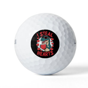 Valentines Day Dinosaur I Steal Hearts Love T rex Golf Balls
