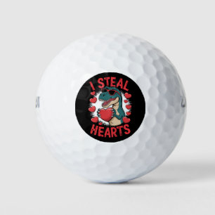 Valentines Day Dinosaur I Steal Hearts Love T rex Golf Balls