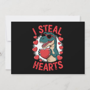 Valentines Day Dinosaur I Steal Hearts Love T rex Invitation