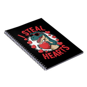 Valentines Day Dinosaur I Steal Hearts Love T rex Notebook