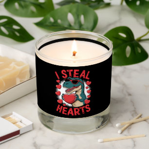 Valentines Day Dinosaur I Steal Hearts Love T rex Scented Candle