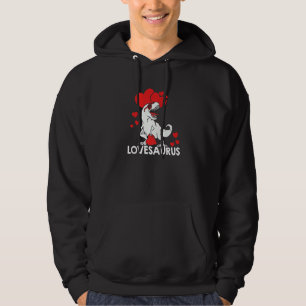 Valentines Day Dinosaur Lovesaurus Hearts Boys Gir Hoodie