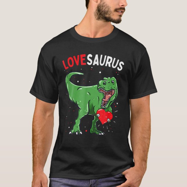 Valentines Day Dinosaur Lovesaurus T Rex Vday Boys T-Shirt (Front)