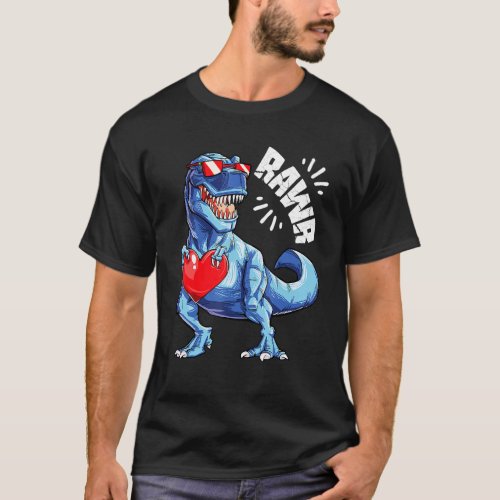 Valentines Day Dinosaur RAWR Rex  Boys Kids Men T_Shirt