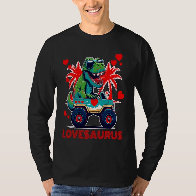 Valentines Day Dinosaur Rex Boys Valentine Kids Lo T-Shirt (Front)
